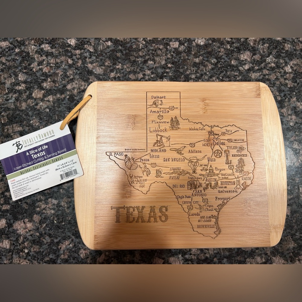 A Slice of Life Texas Bamboo Cutting Board